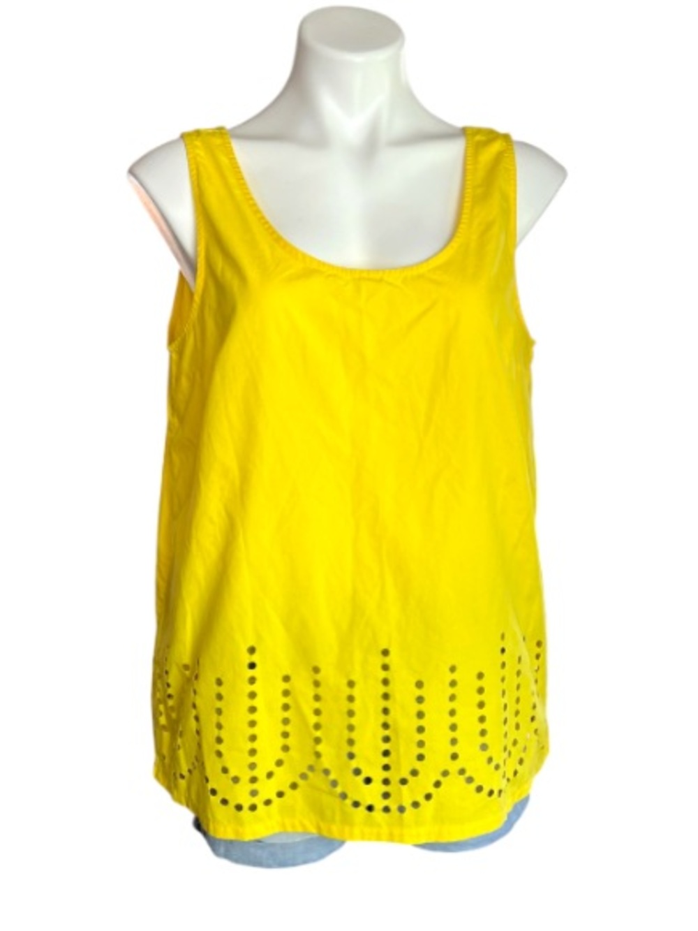 Gap Yellow Eyelet Tank Top Sleeveless Cutwork Hem L